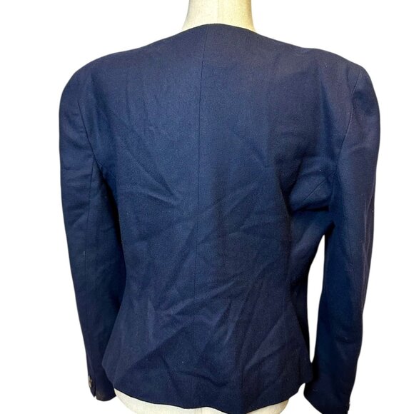Christian Dior Vintage Wool Blazer Navy One Button Minimalist Couture Jacket 14 - Picture 4 of 7